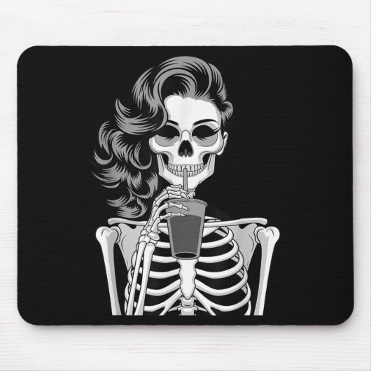 Halloween Skeleton Retro Style Drink Beverage Quir Mousepad (Vorne)