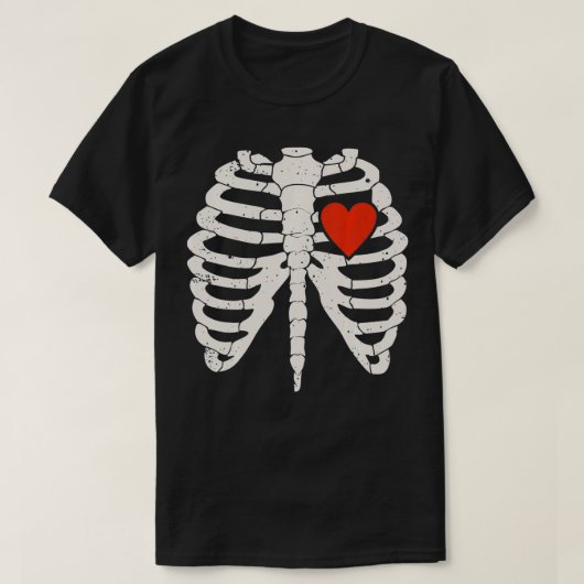 Halloween Skeleton Rib Case Red Heart Anatomie Kos T-Shirt (Design vorne)