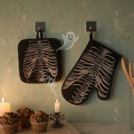 Halloween Skeleton Rib Käferknochen Oven Mitt Set