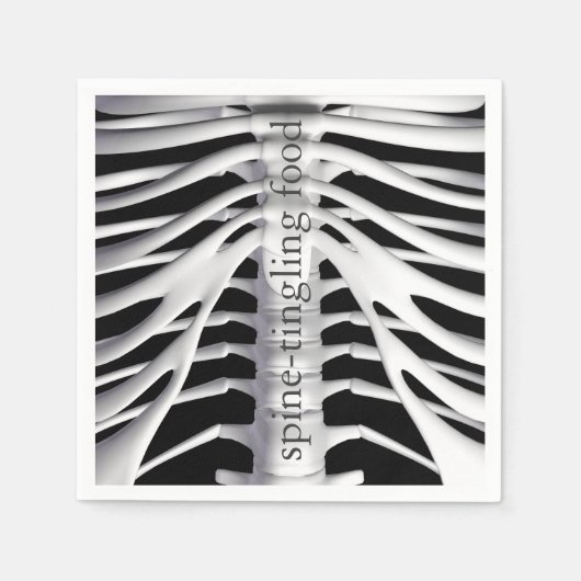 Halloween Skeleton Rib Käfig Kribbeln Schwarz Serviette (Vorderseite)