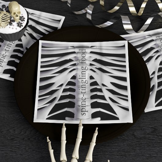 Halloween Skeleton Rib Käfig Kribbeln Schwarz Serviette