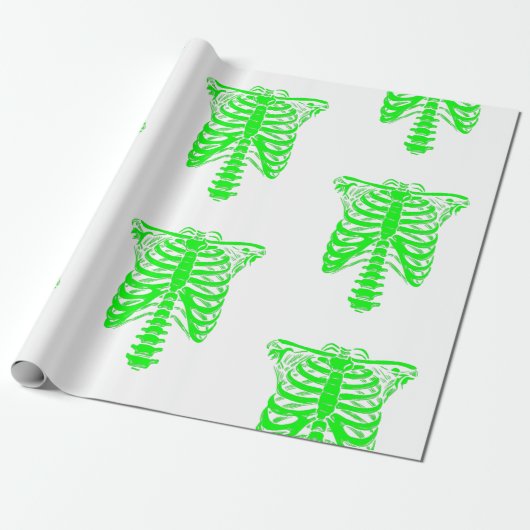 Halloween Skeleton Rib Käfigsäure grün Geschenkpapier (Ungerollt)