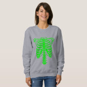 Halloween Skeleton Rib Käfigsäure grün Sweatshirt (Vorne ganz)