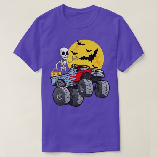 Halloween Skeleton Riding Monster Truck Pumpkin Bo T-Shirt (Design vorne)