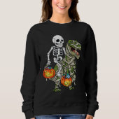 Halloween Skeleton Riding Mummy Dinosaur Rex Pump Sweatshirt (Vorderseite)