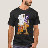 Halloween Skeleton Riding Mummy Dinosaur Rex Pump T-Shirt (Vorderseite)