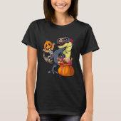 Halloween Skeleton Riding Mummy Dinosaur Rex Pump T-Shirt (Vorderseite)