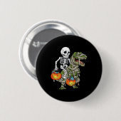 Halloween Skeleton Riding Mummy Dinosaur T Rex Spa Button (Vorne & Hinten)