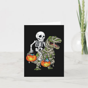 Halloween Skeleton Riding Mummy Dinosaur T Rex Spa Karte