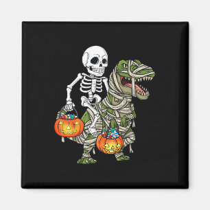 Halloween Skeleton Riding Mummy Dinosaur T Rex Spa Magnet