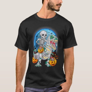 Halloween Skeleton Riding Mummy Dinosaurier Rex Pu T-Shirt