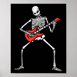 Halloween Skeleton Rock Guitar Costume Rocker Men Poster