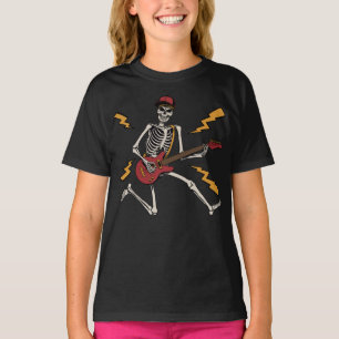 Halloween Skeleton Rock Hand Gitarrenmädchen T-Shirt