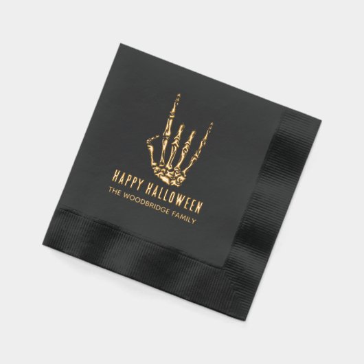 Halloween Skeleton Rock Hand Heavy Metal Servietten Mit Folie (Links)