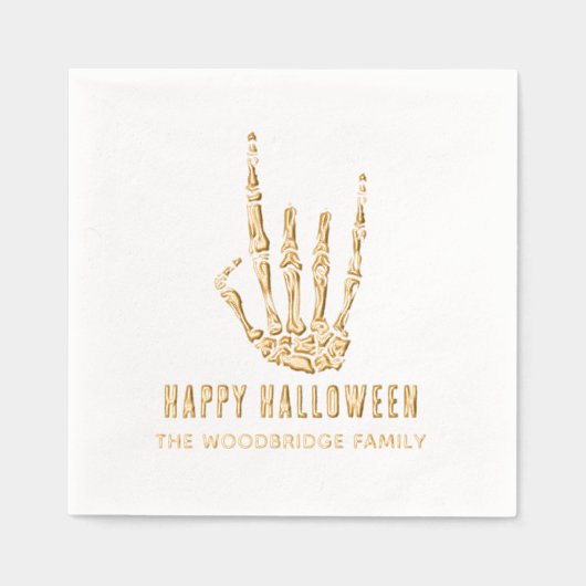Halloween Skeleton Rock Hand Moderne Custom Servietten Mit Folie (Vorderseite)