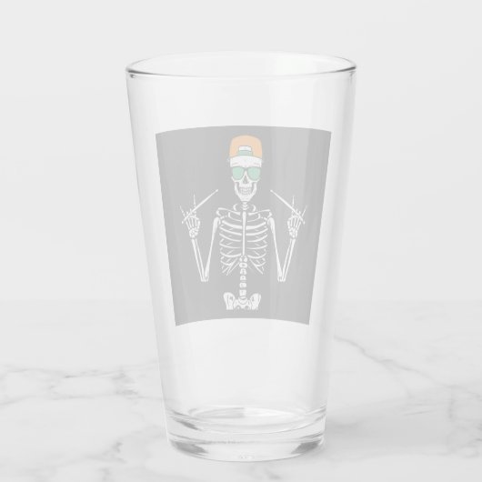 Halloween Skeleton Rock Hand Playing Drums Drinks Glas (Rückseite)