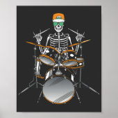 Halloween Skeleton Rock Hand Playing Drums Poster (Vorne)