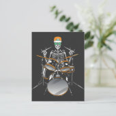 Halloween Skeleton Rock Hand Playing Drums Postkarte (Stehend Vorderseite)