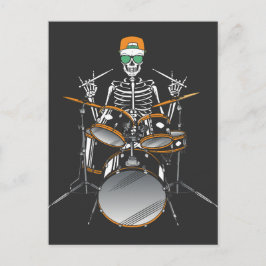 Halloween Skeleton Rock Hand Playing Drums Postkarte