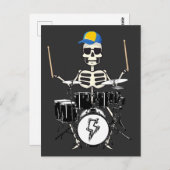 Halloween Skeleton Rock Hand Playing Drums Postkarte (Vorne/Hinten)
