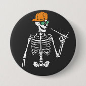 Halloween Skeleton Rock Hand Playing Drums Runde Button (Vorderseite)
