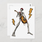Halloween Skeleton Rock Hand Playing Gitarre Postkarte (Vorne/Hinten)