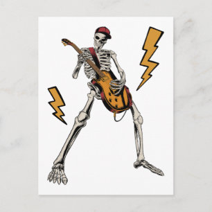 Halloween Skeleton Rock Hand Playing Gitarre Postkarte