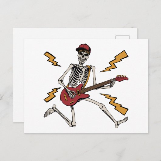 Halloween Skeleton Rock Hand Playing Gitarre Postkarte (Vorne/Hinten)
