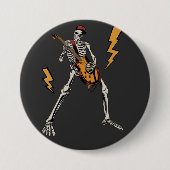 Halloween Skeleton Rock Hand Playing Gitarre Runde Button (Vorderseite)
