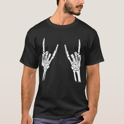 Halloween Skeleton Rocker Graphic T-Shirt (Vorderseite)