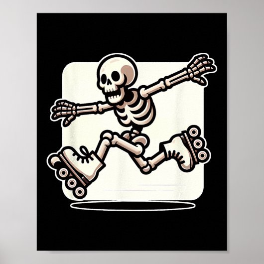 Halloween Skeleton Roller Skaten Skater Poster (Vorne)