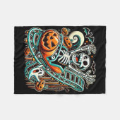 Halloween Skeleton Roller Untersetzer Fleecedecke (Vorderseite (Horizontal))
