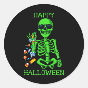 Halloween Skeleton Salting Candy Fun 1 Runder Aufkleber