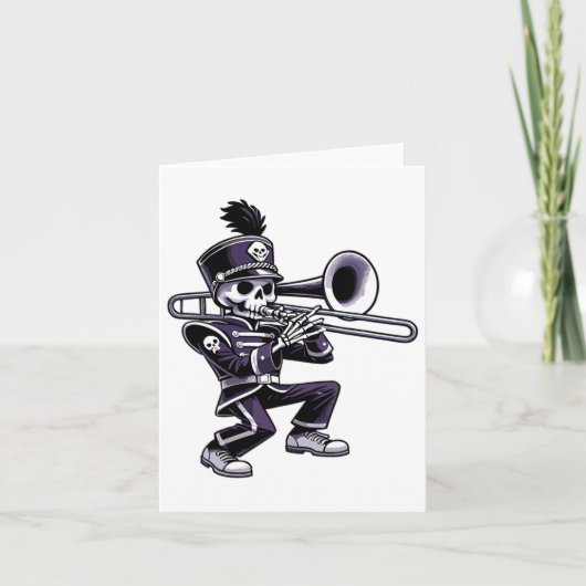 Halloween Skeleton School Marching Band Trombone P Karte (Vorderseite)