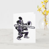 Halloween Skeleton School Marching Band Trombone P Karte (Gelbe Blume)