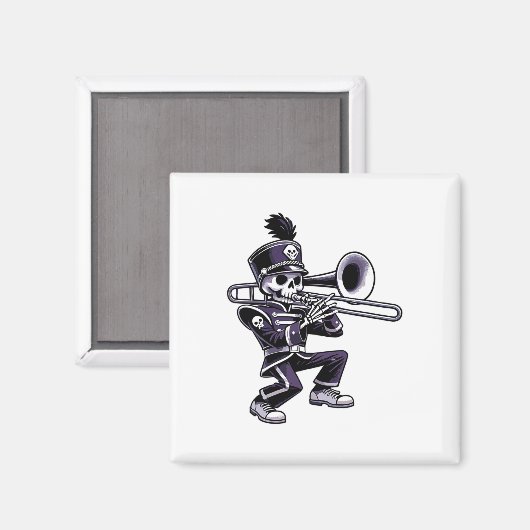 Halloween Skeleton School Marching Band Trombone P Magnet (Vorderseite/Rückseite)
