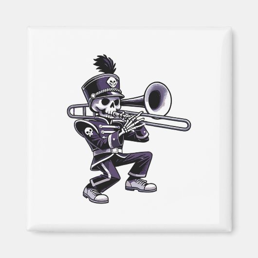 Halloween Skeleton School Marching Band Trombone P Magnet (Vorne)