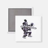 Halloween Skeleton School Marching Band Trombone P Magnet (Vorderseite/Rückseite)