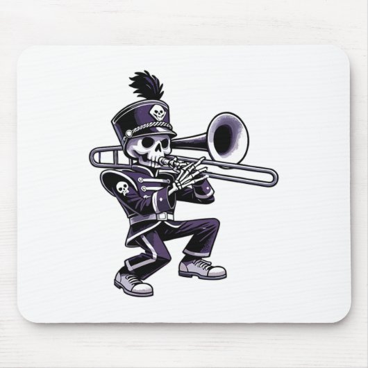 Halloween Skeleton School Marching Band Trombone P Mousepad (Vorne)