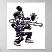 Halloween Skeleton School Marching Band Trombone P Poster (Vorne)