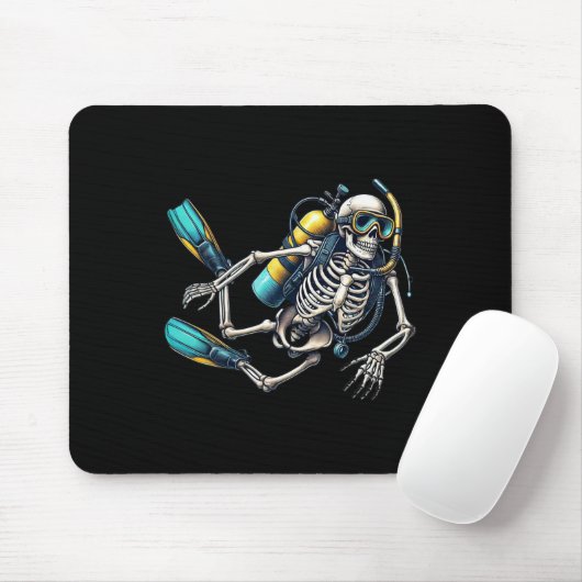 Halloween Skeleton Scuba Diver Mousepad (Mit Mouse)
