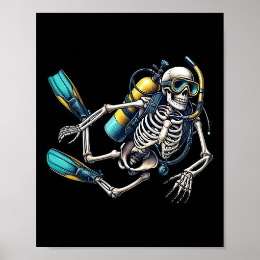 Halloween Skeleton Scuba Diver Poster (Vorne)