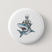 Halloween Skeleton Shark Funny Halloween Geschenk Button (Vorderseite)