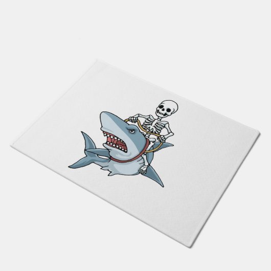 Halloween Skeleton Shark Funny Halloween Geschenk Fußmatte (Schrägansicht)