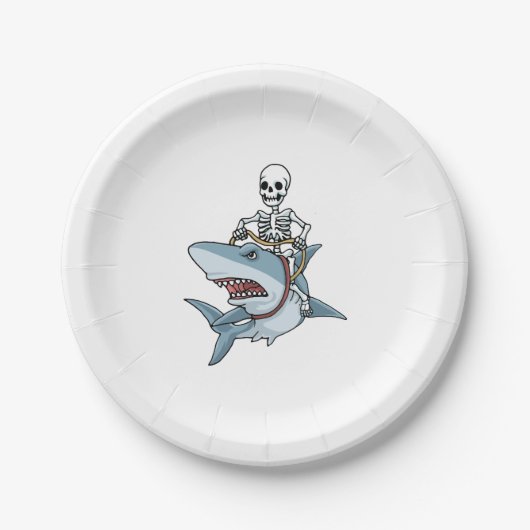 Halloween Skeleton Shark Funny Halloween Geschenk Pappteller (Vorderseite)