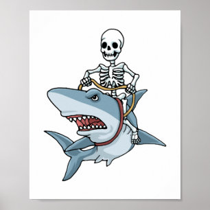 Halloween Skeleton Shark Funny Halloween Geschenk Poster