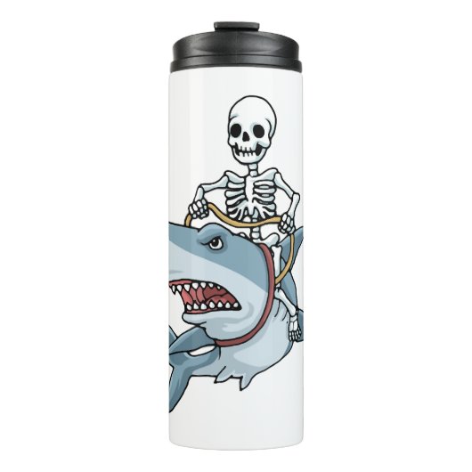 Halloween Skeleton Shark Funny Halloween Geschenk Thermosbecher (Vorderseite)