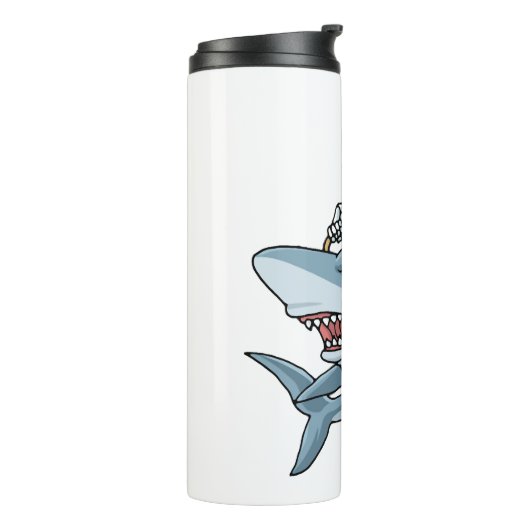 Halloween Skeleton Shark Funny Halloween Geschenk Thermosbecher (Nach links gedreht)