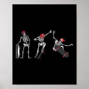 Halloween Skeleton Skater Shirt Kinder Jungen Männ Poster
