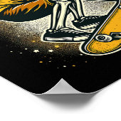 Halloween Skeleton Skater Skateboard Poster (Ecke)